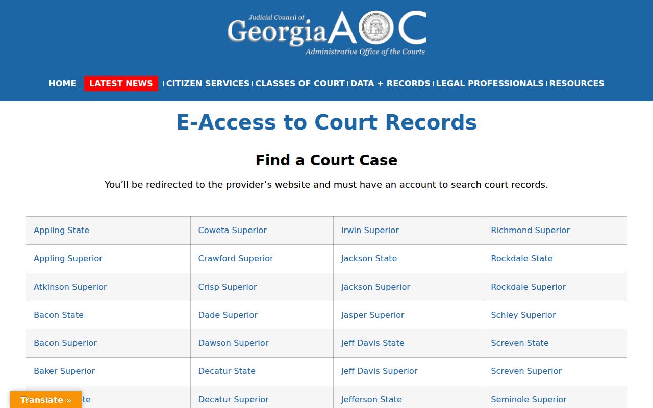 Warner Robins residents directory Georgia court records gateway