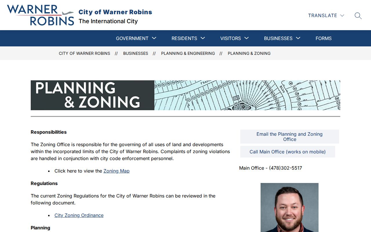 Warner Robins Planning and Zoning page for neighborhood jurisdiction research