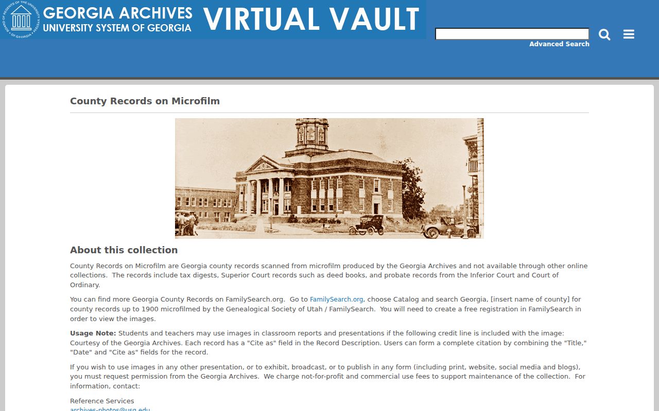 Georgia Archives tax digest collection for tracing past Warner Robins property records
