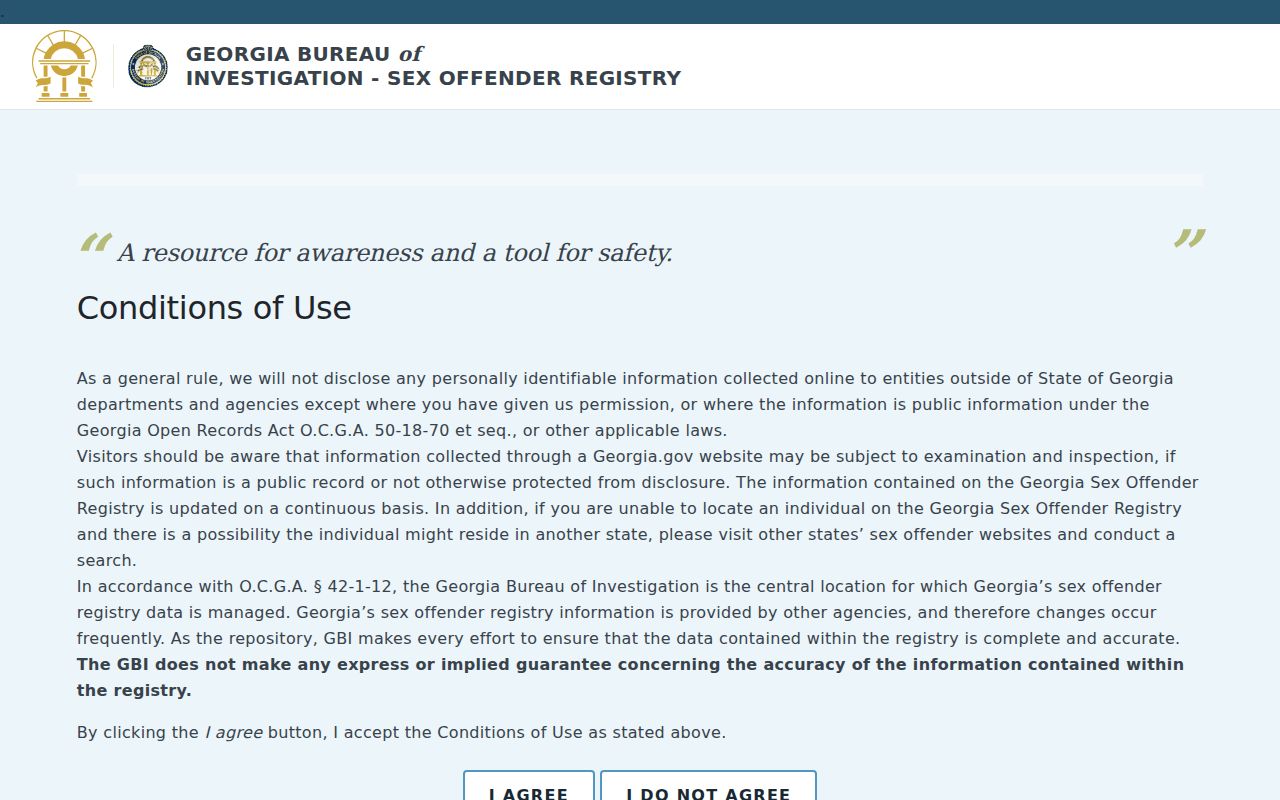 Georgia Bureau of Investigation official registry search for Warner Robins records