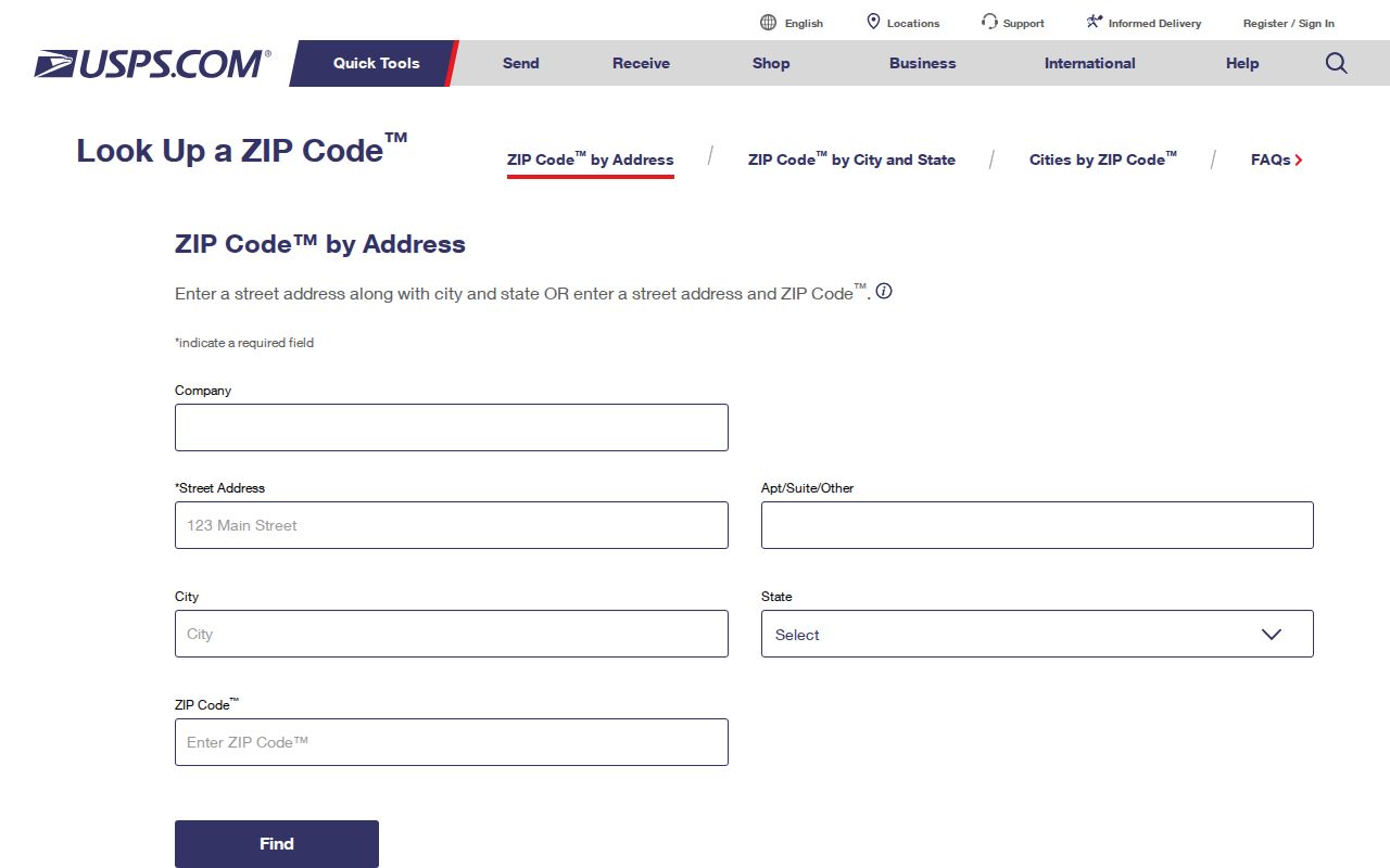 USPS ZIP Code Lookup for verifying a Warner Robins mailing address